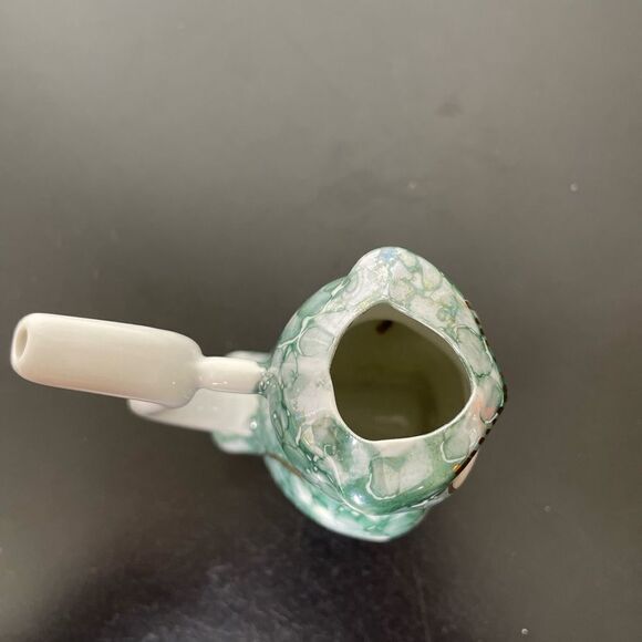 Karlovy Vary Porcelain Owl Sipping Cup Hand Painted Original Marbled teal gold - Picture 6 of 7